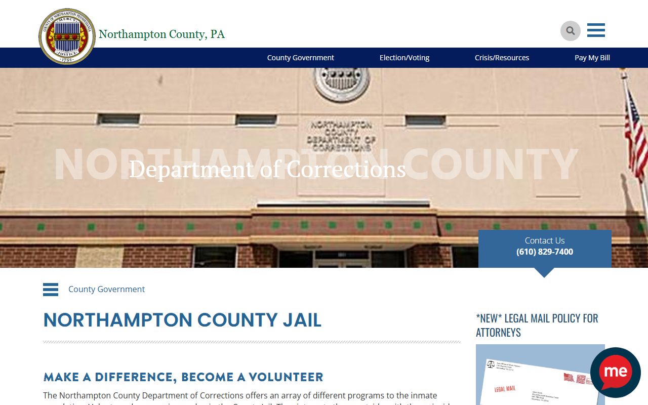 Northampton County inmate population corrections homepage